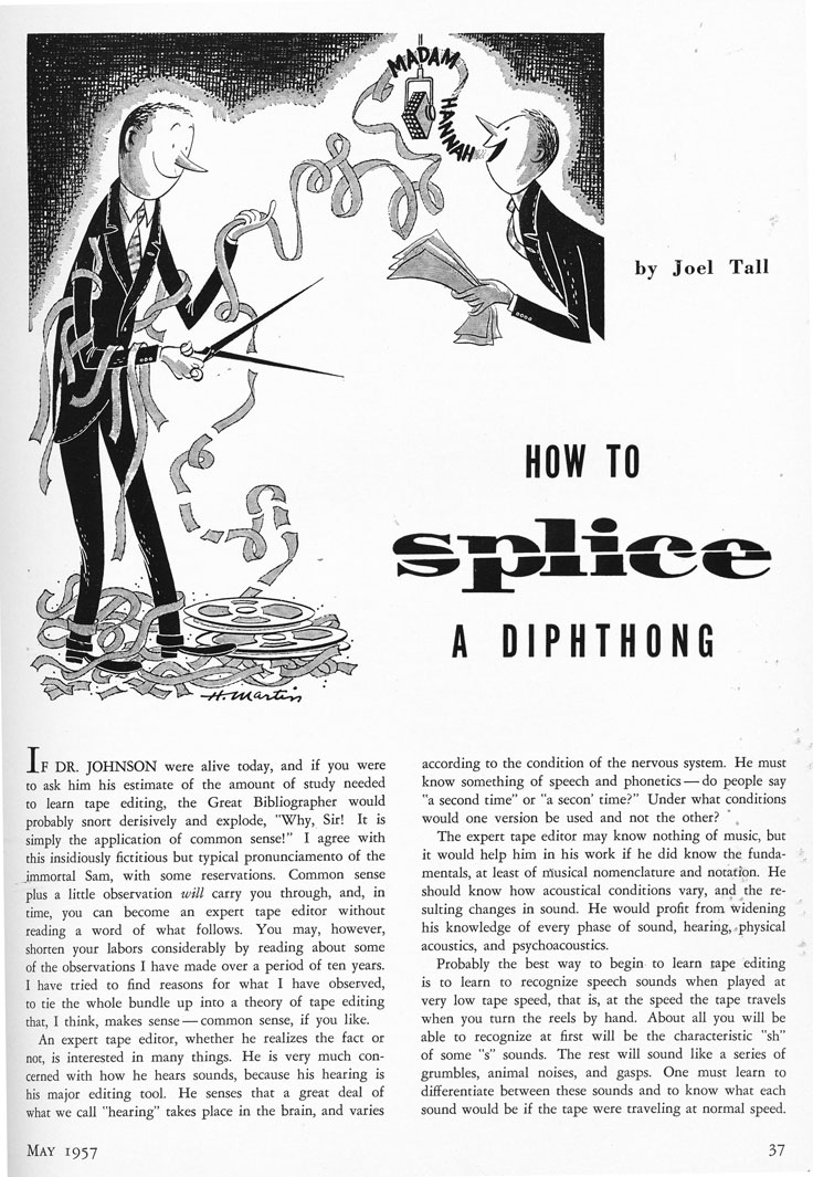 1957 Hi Fidelity splicing article by Joel Tall in theReel2ReelTexas.com vintage reel tape recorder recording collection