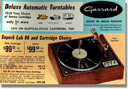 1966 ad for the Garrard Lab 80 Transcription turntable in the MOMSR /Reel2ReelTexas /Theophilus vintage reel tape recorder collection