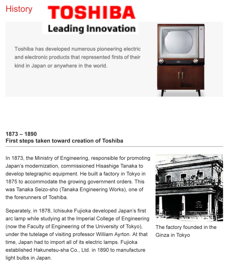 History of Toshiba