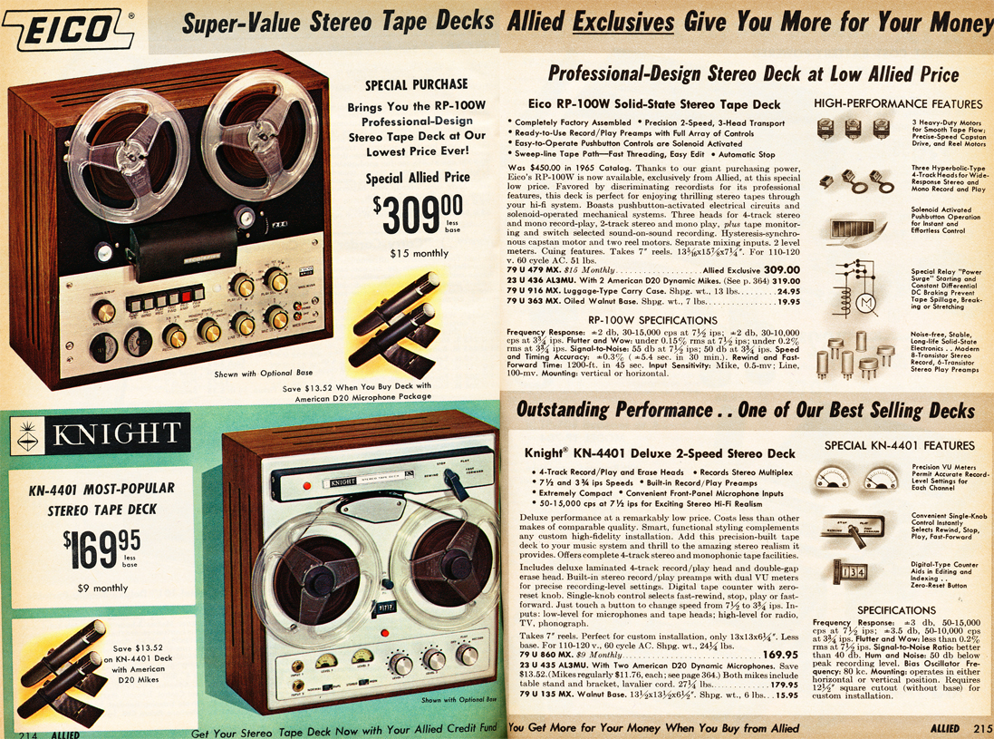 1966 ad for the Eico equipment in the Reel2ReelTexas vintage reel tape recorder recording collection