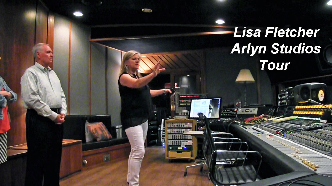 Photo of Lisa Fletcher conducting a tour of Arlyn Studios.Photo is still from video shot for the Museum of Magnetic Sound Recording