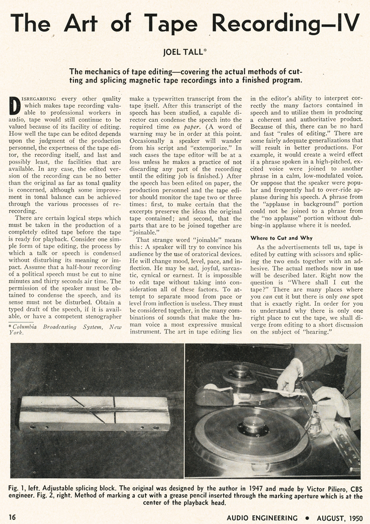 1951 Editall ad the Museum of Magnetic Sound Recording