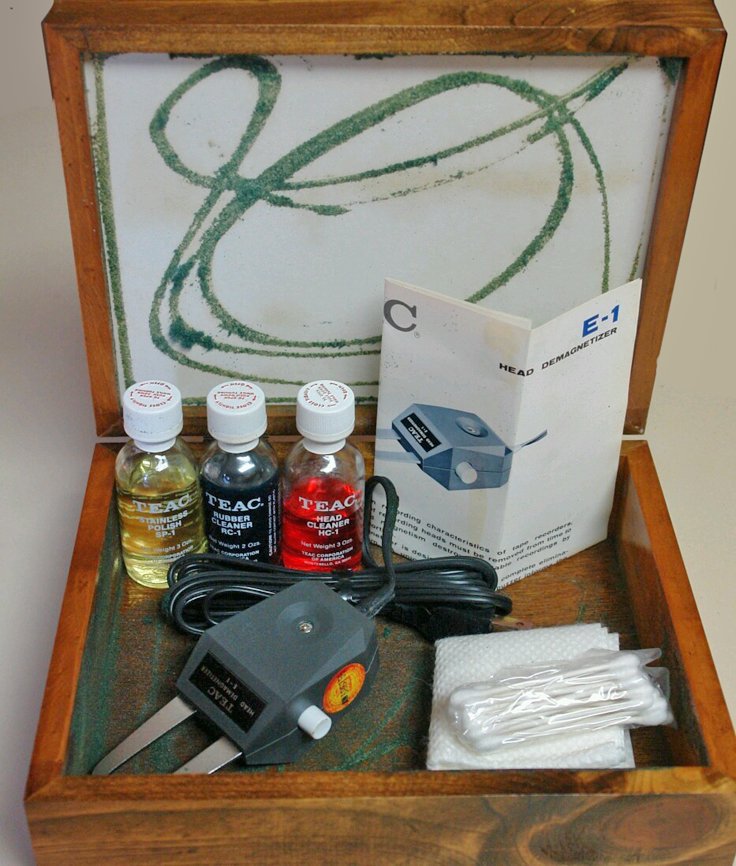 Teac glass & wood Limited Edition box that Teac created to celebrate their 25th anniversary in 1988. The box and all the accessories are in the Museum of MAgnetic Sound Recording's vintage reel tape recorder recording collection.