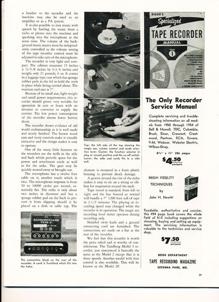 1956 Tandberg ad in the Reel2ReelTexas.com vintage reel tape recorder recording collection