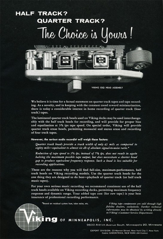 1959 ad for Viking reel to reel tape recorders in the Reel2ReelTexas.com vintage reel tape recorder recording collection