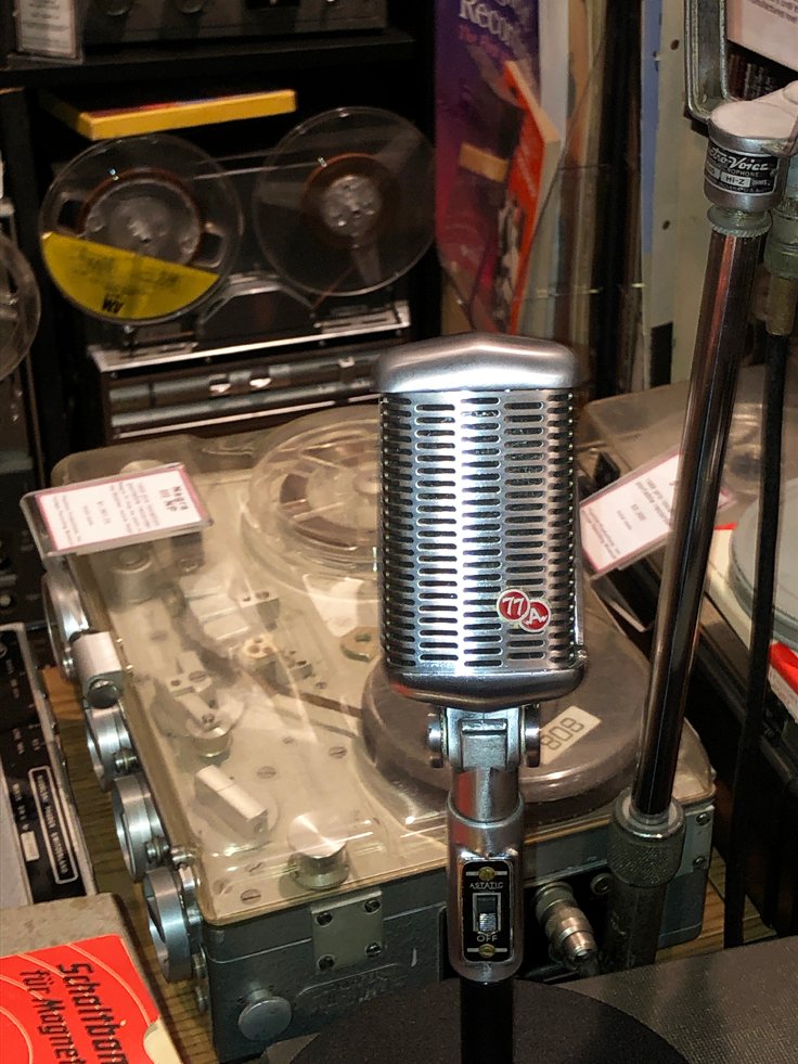 Astatic 77 microphone in the Theophilus/Reel2ReelTexas.com vintage reel tape recorder recording collection