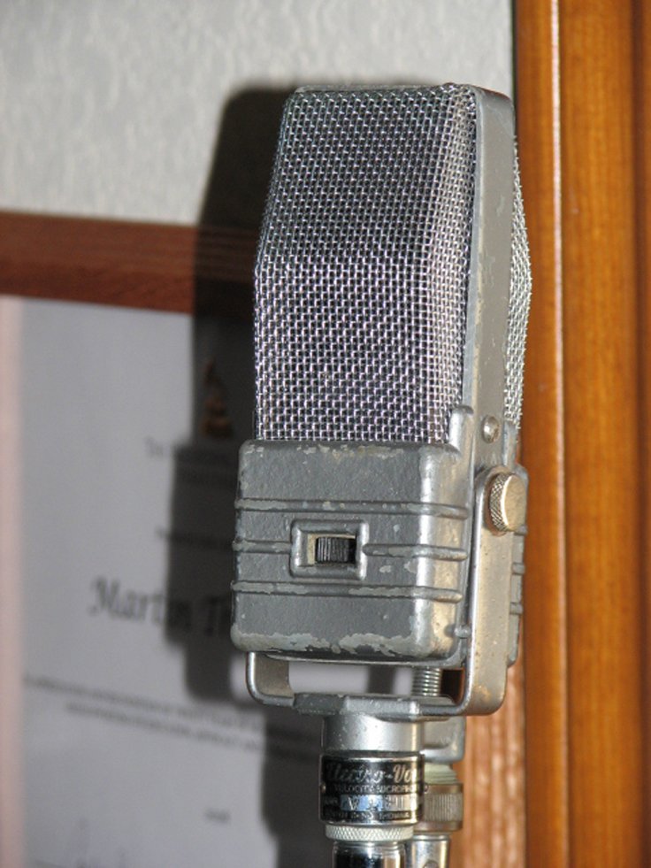 Electro Voice V1 microphone in Museum of Magnetic Sound Recording's vintage microphone and recording equipment collection