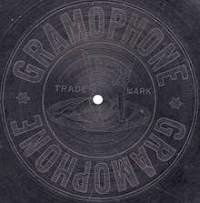 The Gramophone Co. trademark (right) as it appeared on the reverse of early single sided British Gramophone records