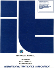 ITC 750 Series Reel to Reel Reproducer Manual cover