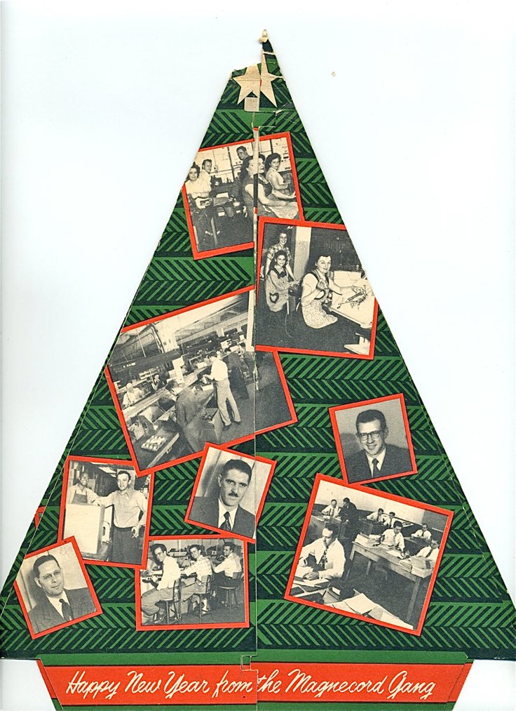 Christmas tree card sent out by Magnecord reel tape recorder company