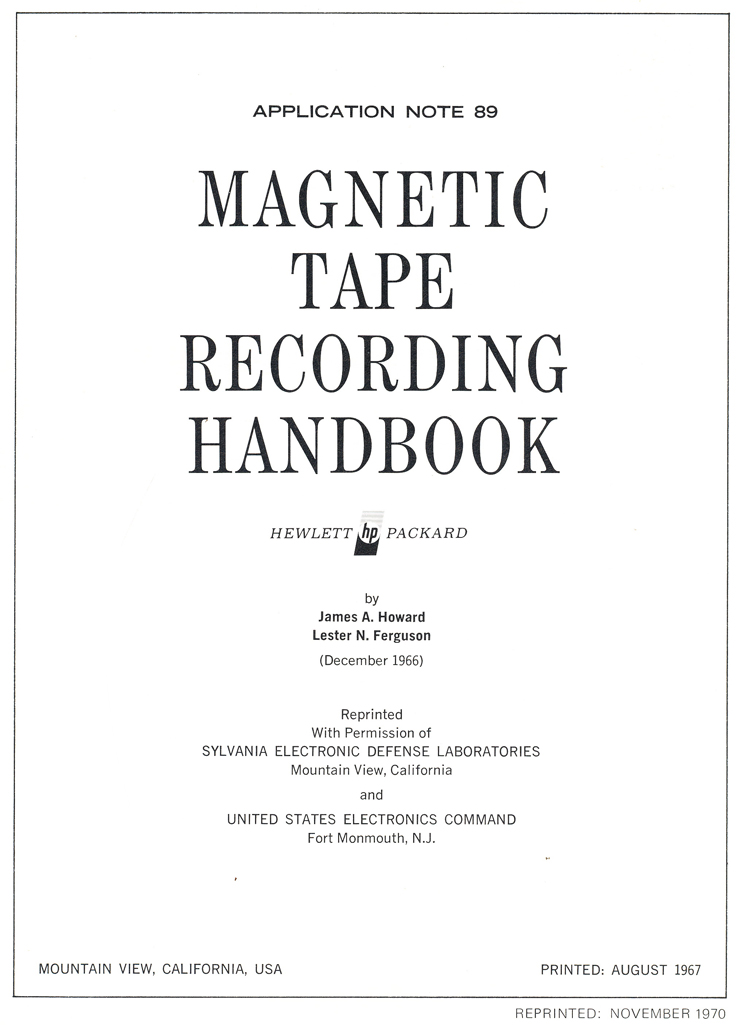 1970 Hewlett Packard instrumentation recorders and information about Magnetic tape recording in the Reel2ReelTexas.com's vintage reel tape recorder recording collection
