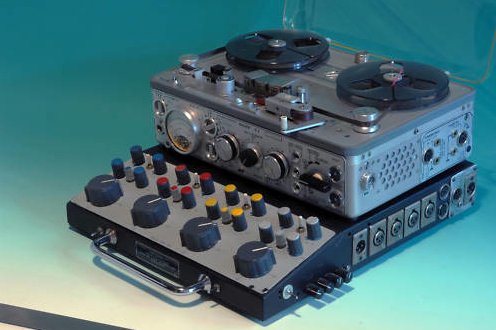 Nagra reel to reel tape recorder with the 4 channel nagra mixer