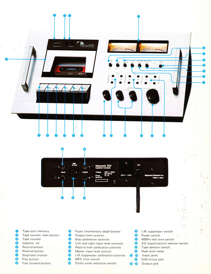 Nakamichi 600 professional 3 channel cassette tape recorder brochure in the Reel2ReelTexas.om vintage reel tape recorder recording collection