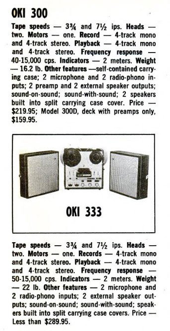Oki reel to reel tape recorder information in the Reel2ReelTexas.com and Museum of Magnetic Sound Recording Museum vintage reel tape recorder recording collection