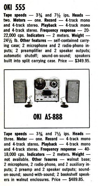 Oki reel to reel tape recorder information in the Reel2ReelTexas.com and Museum of Magnetic Sound Recording Museum vintage reel tape recorder recording collection