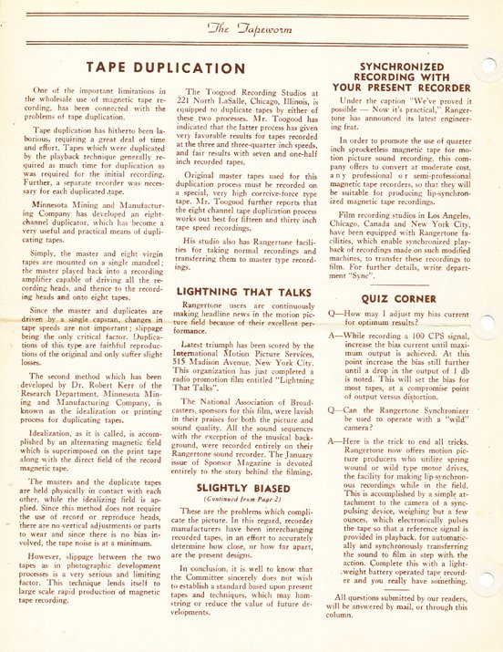 1950 Rangertone brochure in the MOMSR/Reel2ReelTexas/Theophilus vintage tape recorder collection