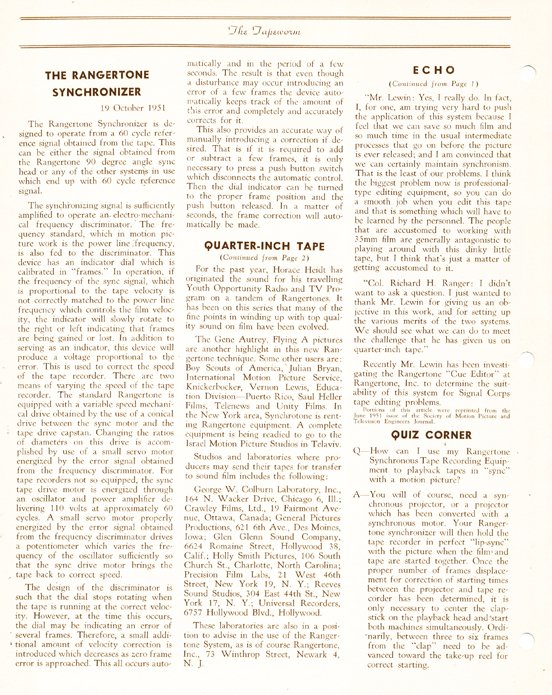 1951 Rangertone brochure in the MOMSR/Reel2ReelTexas/Theophilus vintage tape recorder collection