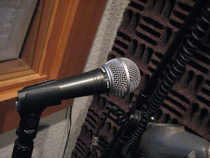 Shure SM48 microphone in Museum of Magnetic Sound Recording's vintage microphone and recording equipment collection