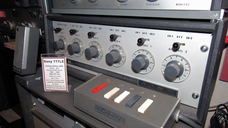 Sony MX-777 mixer in Museum of Magnetic Sound Recording's vintage microphone and recording equipment collection