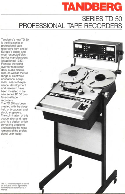 Tandberg Series TD 50 professional reel tape recorder information in the Museum of Magnetic Sound Recording