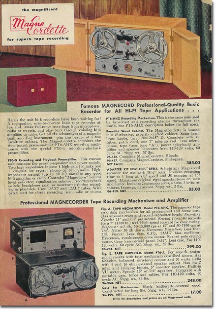 1953 ad for the Magnecord reel to reel tape recorder in the Reel2ReelTexas.com MOMSR vintage reel tape recorder recording collection