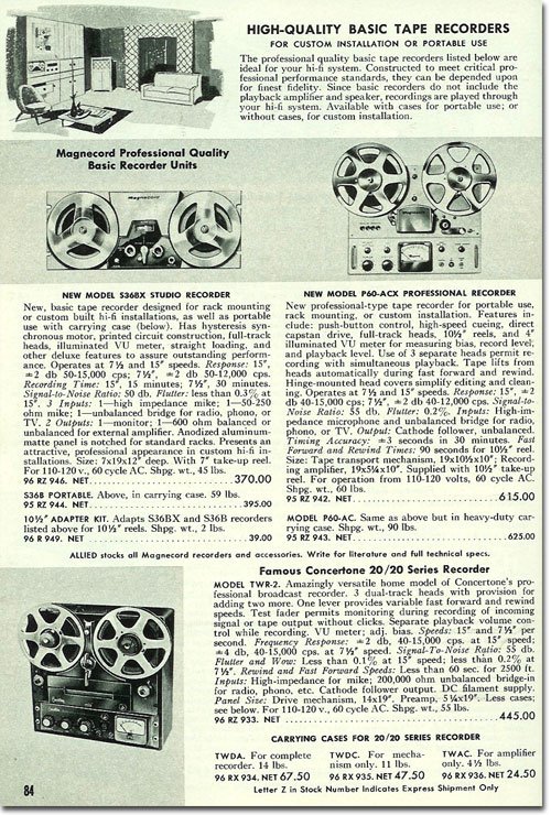 1956 ad for the Magnecord reel to reel tape recorder in the Reel2ReelTexas.com MOMSR vintage reel tape recorder recording collection