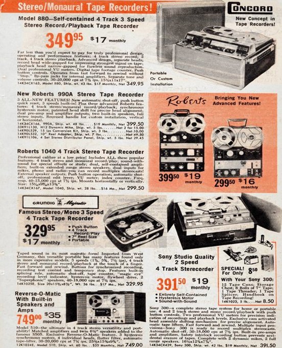 1963 Roberts Recorder listing in the 1963 Radio Shack catalog in the Reel2ReelTexas.com & Museum of Magnetic Sound Recording vintage reel tape recorder recording collection