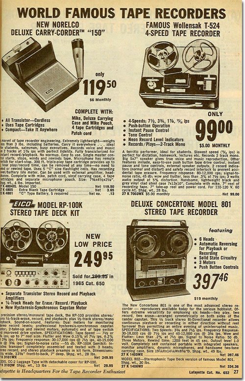 1965 ad for the Eico reel to reel tape recoders and equipment in the Reel2ReelTexas vintage reel tape recorder recording collection