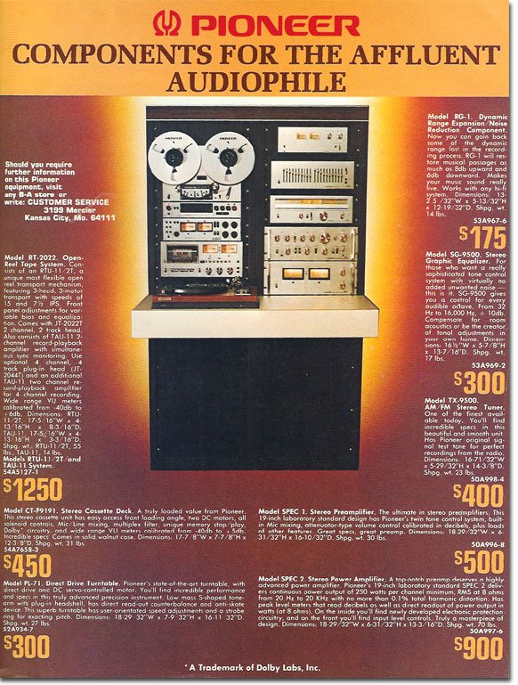 Ad for the Pioneer reel to reel tape recorder in the Reel2ReelTexas.com vintage reel tape recorder recording collection