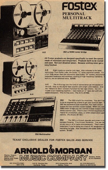 1981 ad for the Fostex A8 8-track reel tape recorder in the Reel2ReelTexas.com vintage reel tape recorder recording collection
