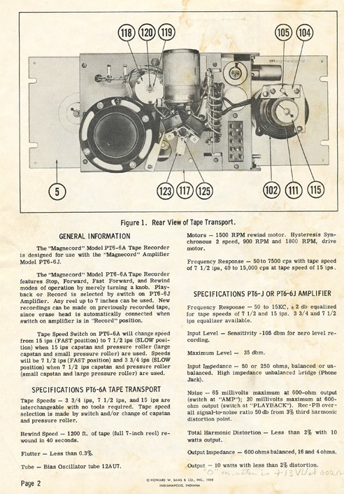 1949 manual for the Magnecord PT-6 reel to reel tape recorder in the Reel2ReelTexas.com MOMSR vintage reel tape recorder recording collection