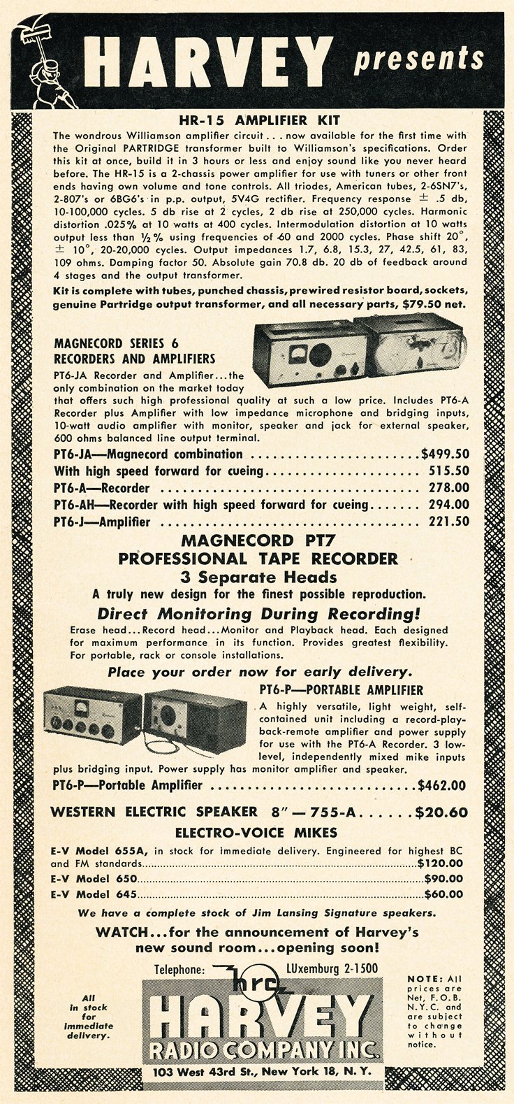 1950 ad for the Magnecord reel to reel tape recorder in the Reel2ReelTexas.com MOMSR vintage reel tape recorder recording collection