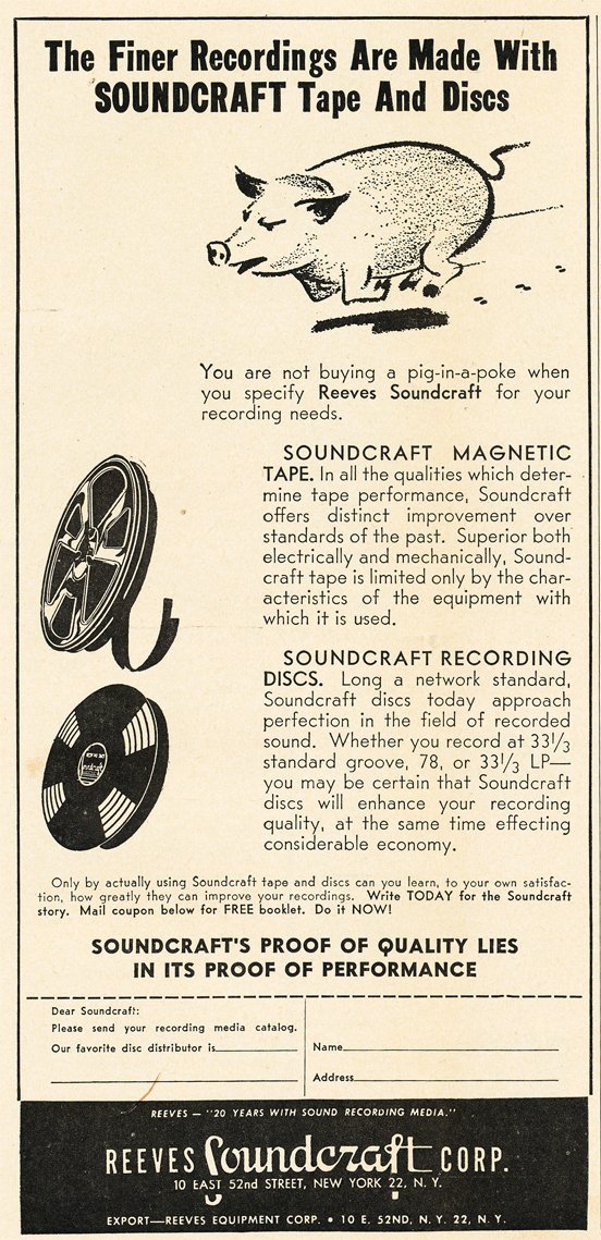 1949 Soundcraft ad in the Reel2ReelTexas.com vintage reel tape recorder recording collection