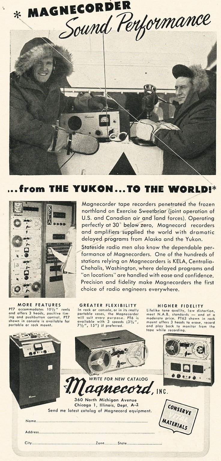 1952 ad for the Magnecord reel to reel tape recorder in the Reel2ReelTexas.com MOMSR vintage reel tape recorder recording collection