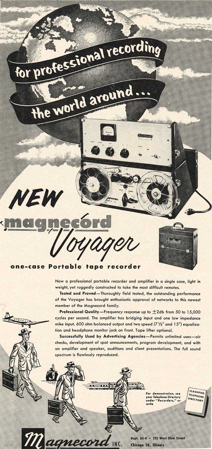 1953 ad for the Magnecord reel to reel tape recorder in the Reel2ReelTexas.com MOMSR vintage reel tape recorder recording collection