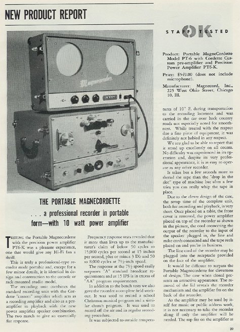 1954 ad for the Magnecord reel to reel tape recorder in the Reel2ReelTexas.com MOMSR vintage reel tape recorder recording collection