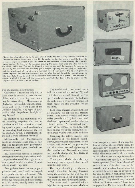1954 ad for the Magnecord reel to reel tape recorder in the Reel2ReelTexas.com MOMSR vintage reel tape recorder recording collection