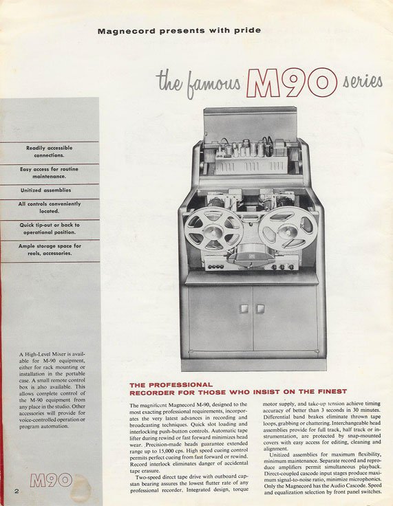 1956 ad for the Magnecord reel to reel tape recorder in the Reel2ReelTexas.com MOMSR vintage reel tape recorder recording collection