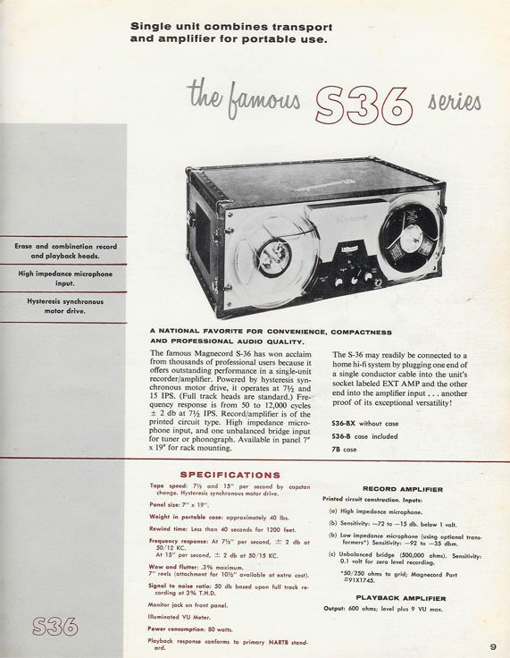 1956 ad for the Magnecord reel to reel tape recorder in the Reel2ReelTexas.com MOMSR vintage reel tape recorder recording collection