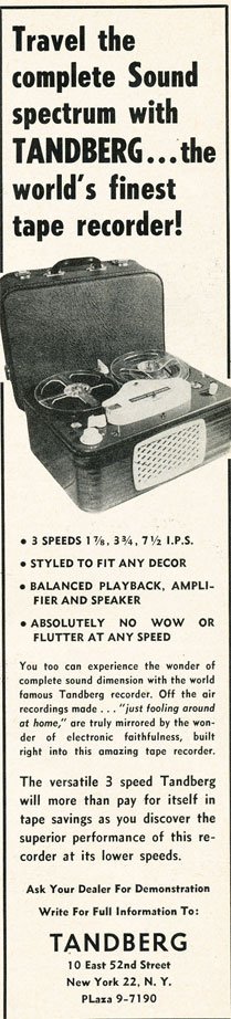 1957 Tandberg ad in the Reel2ReelTexas.com vintage reel tape recorder recording collection
