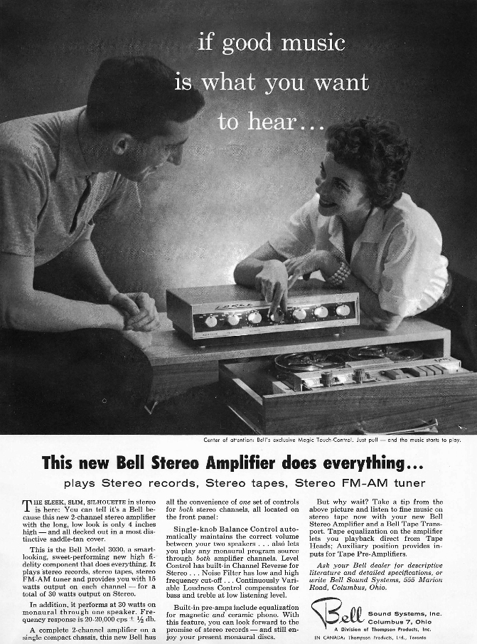 1956 ad for Bell  reel to reel tape recorders in Reel2ReelTexas.com's vintage recording collection