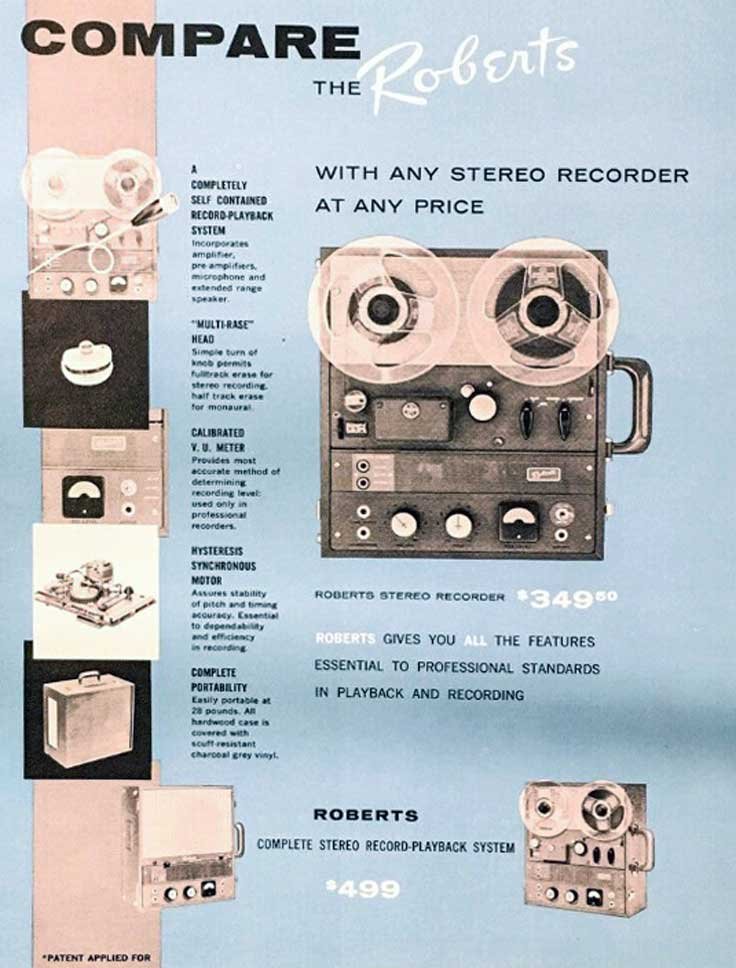 1960 ad for Roberts Recorder 90C reel to reel tape recorders in the Reel2ReelTexas.com & Museum of Magnetic Sound Recording vintage reel tape recorder recording collection