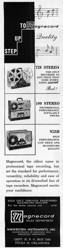 1960 ad for the Magnecord reel to reel tape recorder in the Reel2ReelTexas.com MOMSR vintage reel tape recorder recording collection