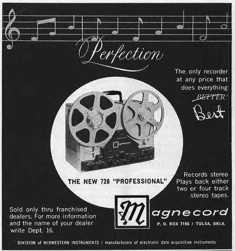 1960 ad for the Magnecord reel to reel tape recorder in the Reel2ReelTexas.com MOMSR vintage reel tape recorder recording collection