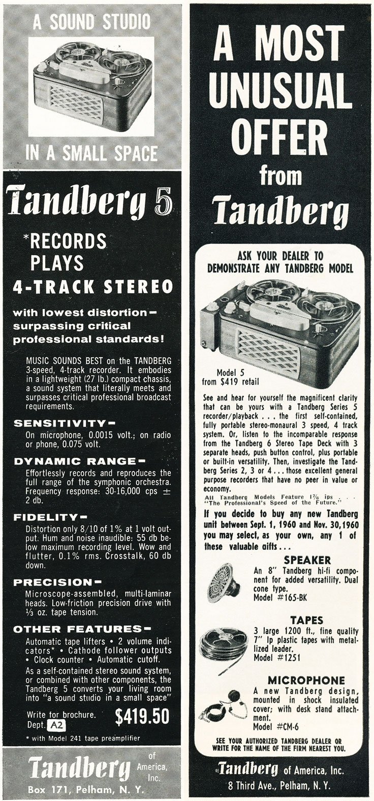 1957 Tandberg ad in the Reel2ReelTexas.com vintage reel tape recorder recording collection