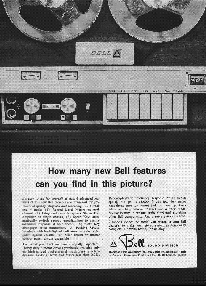 1956 ad for Bell  reel to reel tape recorders in Reel2ReelTexas.com's vintage recording collection