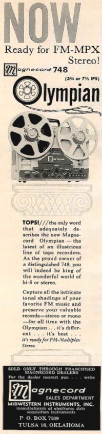 1961 ad for the Magnecord reel to reel tape recorder in the Reel2ReelTexas.com MOMSR vintage reel tape recorder recording collection