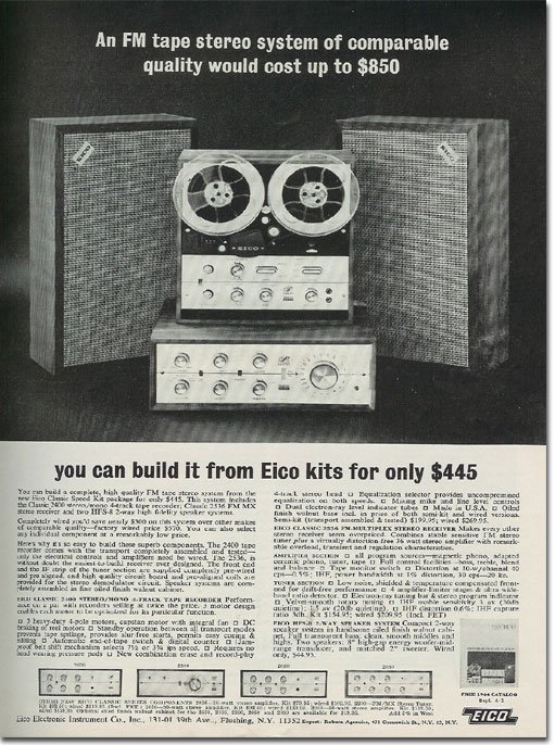 1964 ad for the Eico equipment in the Reel2ReelTexas vintage reel tape recorder recording collection
