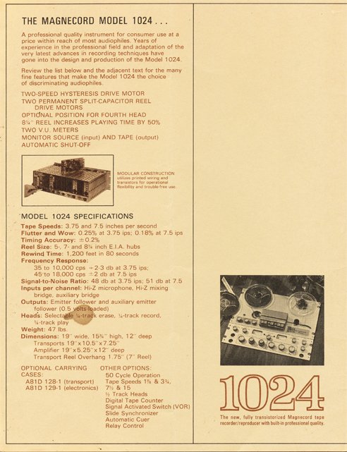 1965 ad for the Magnecord reel to reel tape recorder in the Reel2ReelTexas.com MOMSR vintage reel tape recorder recording collection