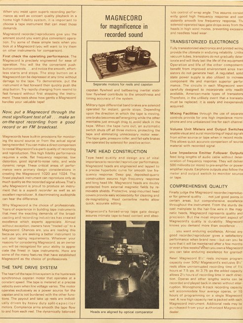 1965 ad for the Magnecord reel to reel tape recorder in the Reel2ReelTexas.com MOMSR vintage reel tape recorder recording collection